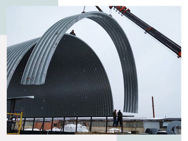 Полукруглые ангары в Красногорске